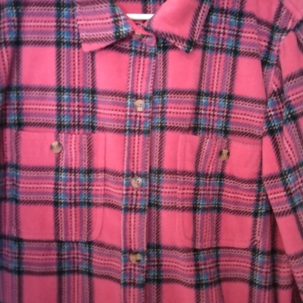 Time And Tru Pink Plaid Flannel Shirt - Picture 5 of 5